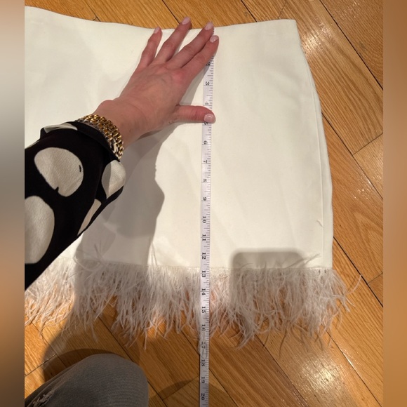 Ivory Ostrich Feather Hem Mini Skirt - Picture 6 of 11